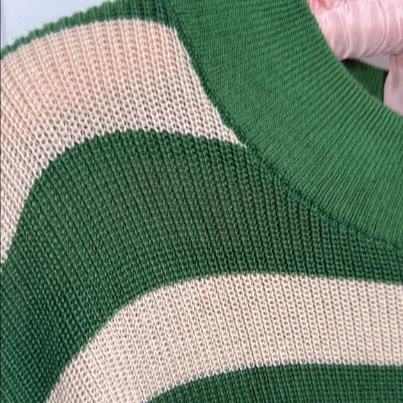 Green and Cream Striped Sweater Short Set - Picture 7 of 10